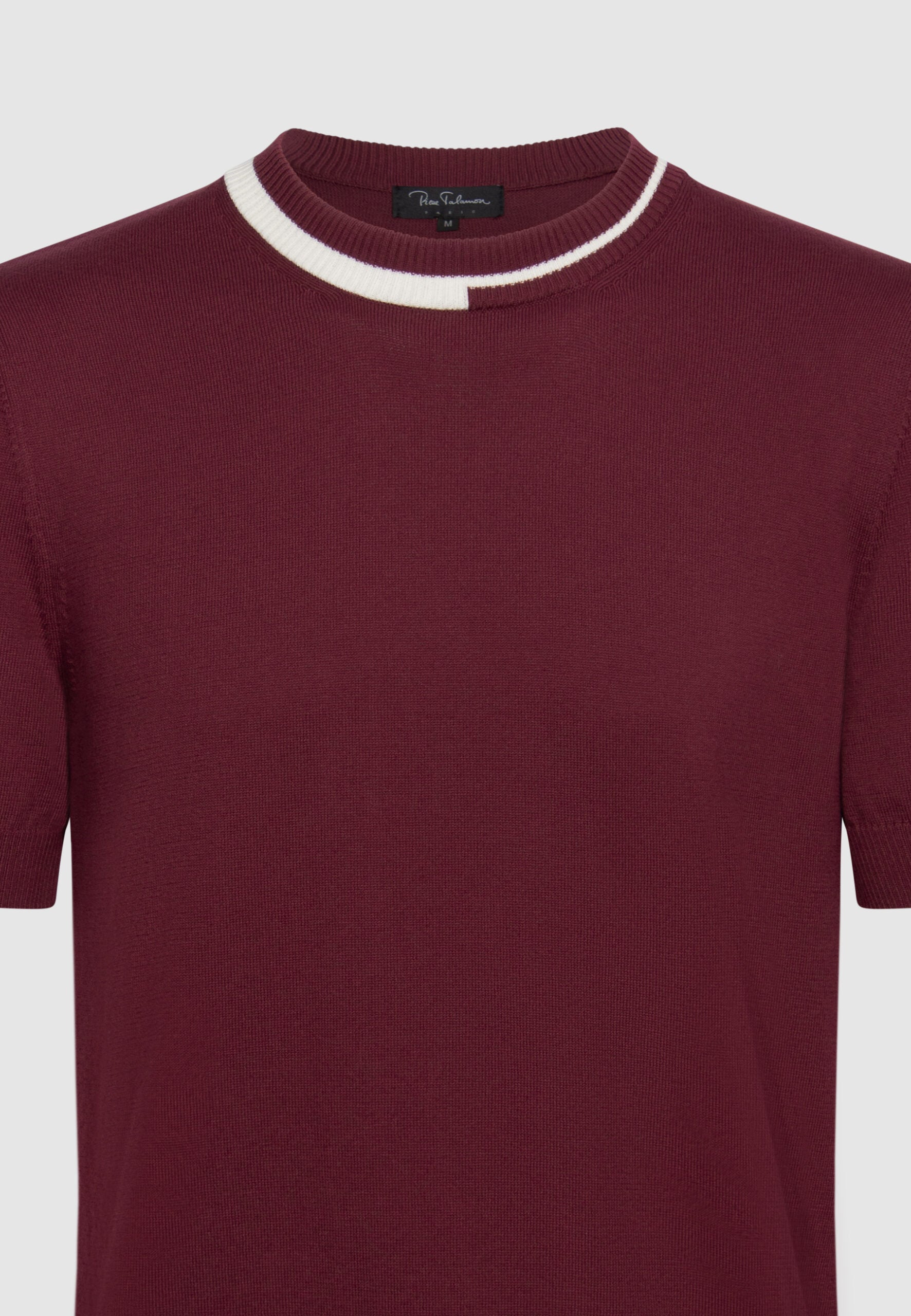 T-shirt homme jersey de coton bordeaux rayure col