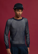 pull homme coton vanisé bleu / blanc