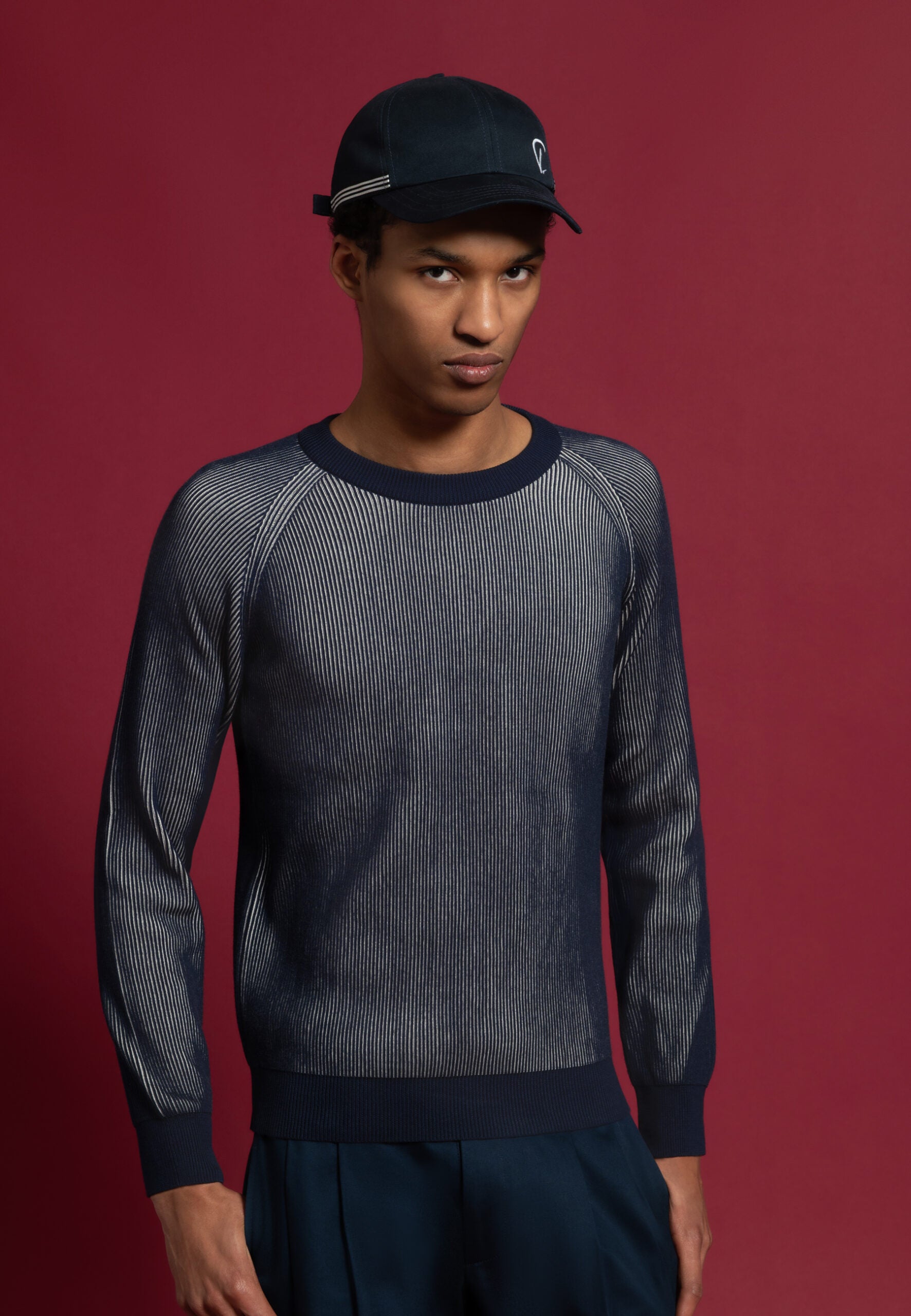 pull homme coton vanisé bleu / blanc