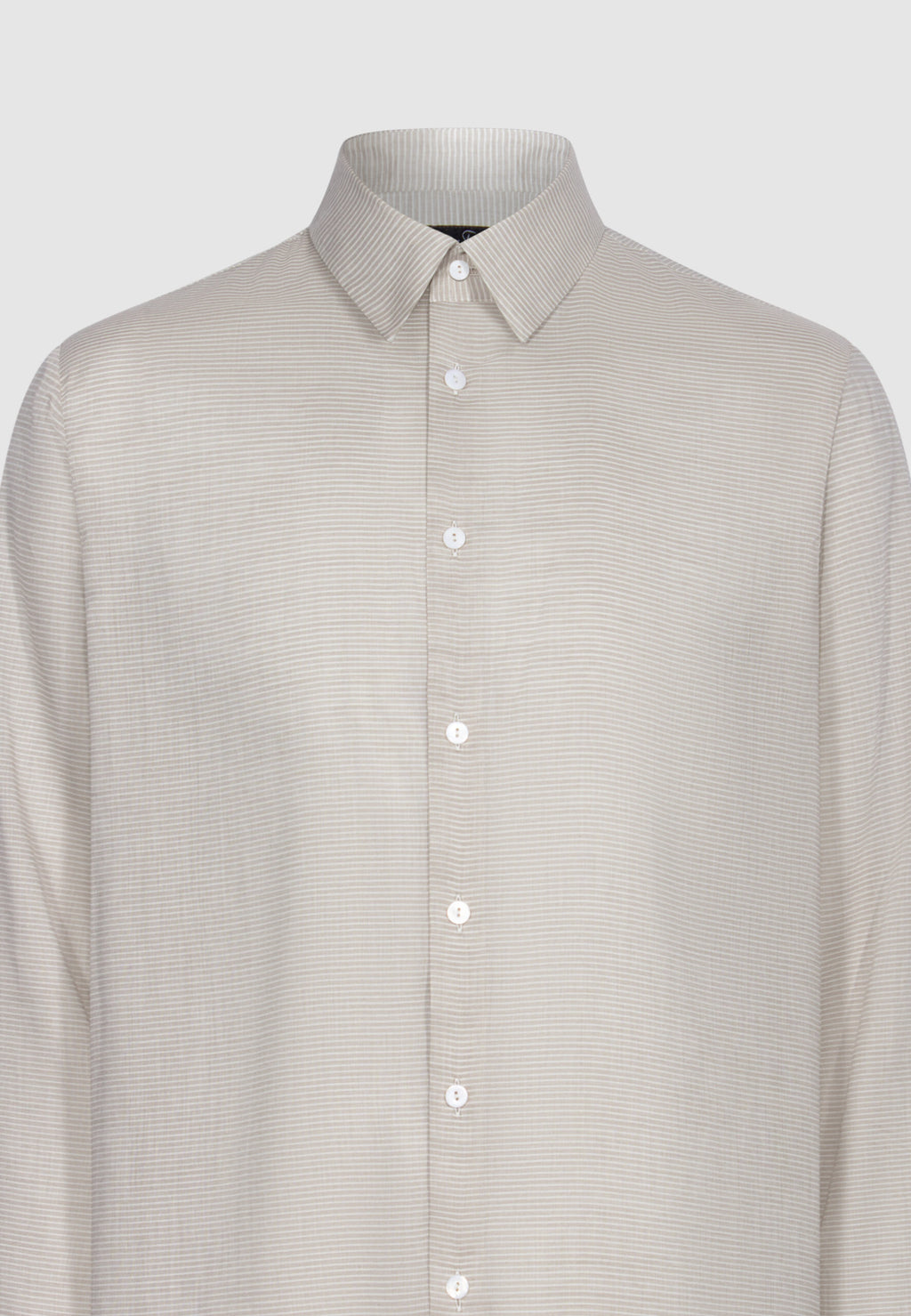 chemise homme coton beige fines rayures transparente