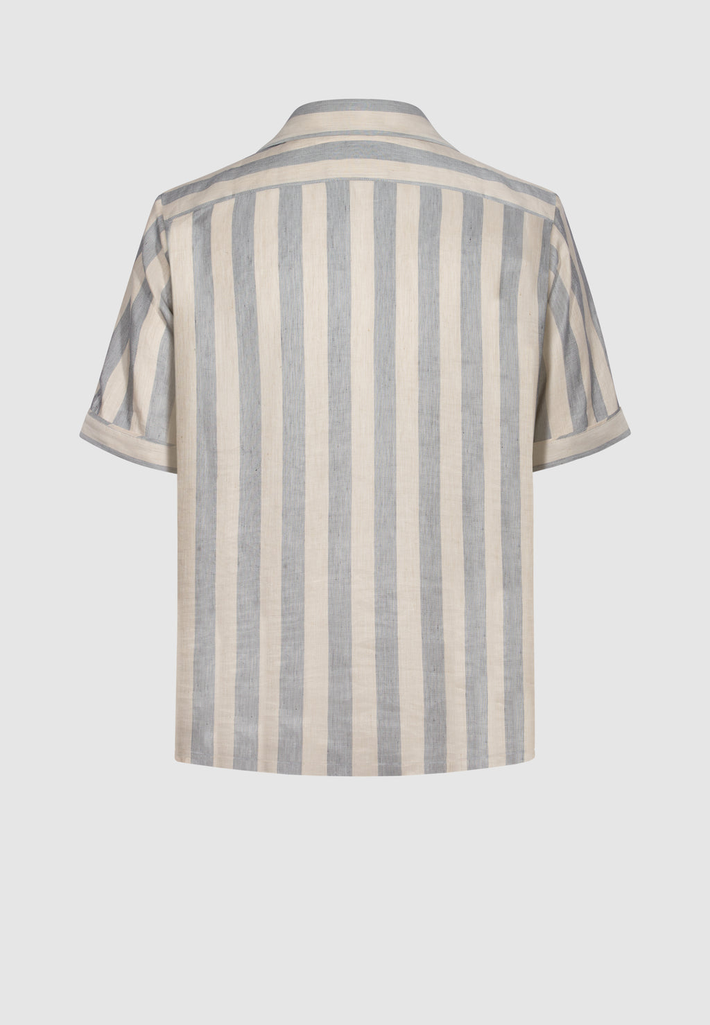 Chemise manches courtes homme rayures gris et beige