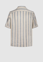 Chemise manches courtes homme rayures gris et beige