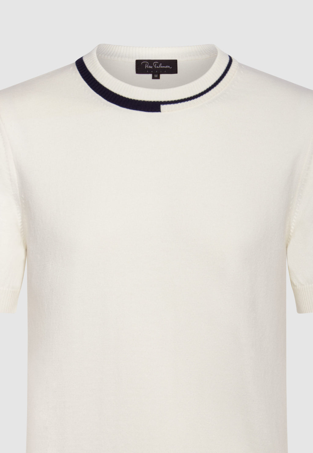 T-shirt homme jersey de coton blanc rayure col