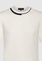T-shirt homme jersey de coton blanc rayure col
