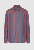 chemise homme coton rayures bleues bordeaux