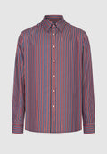chemise homme coton rayures bleues bordeaux