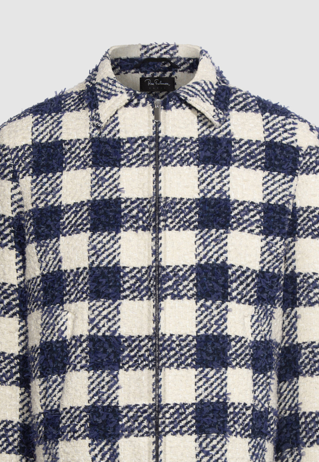 blouson homme motif carreaux bleu blanc