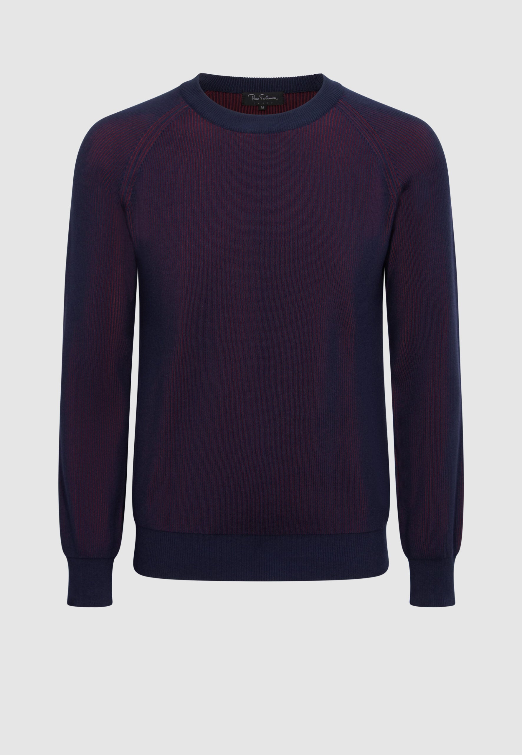 pull homme vanisé bleu et bordeaux coton