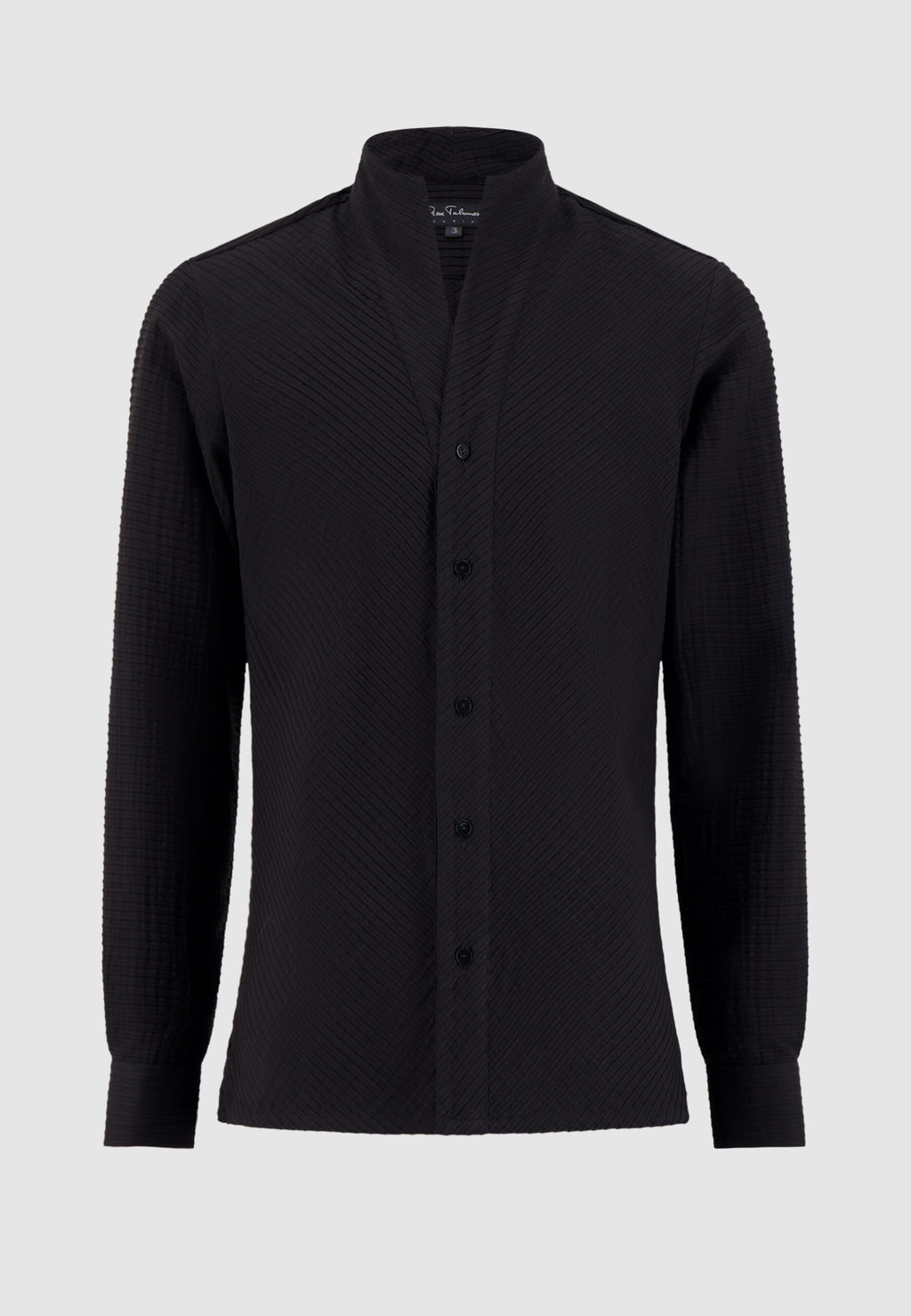 Chemise plissé noire col montant