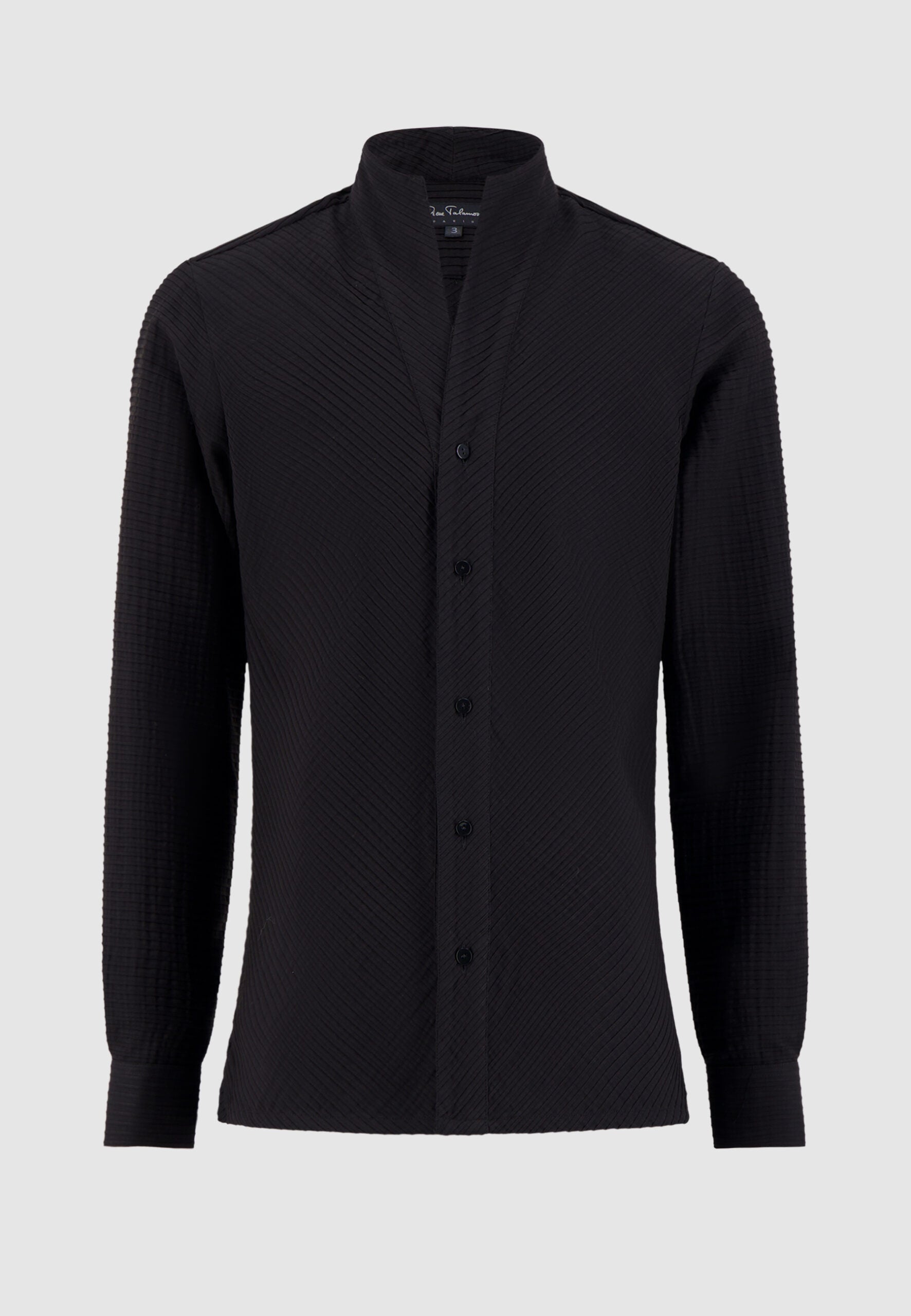 Chemise plissé noire col montant
