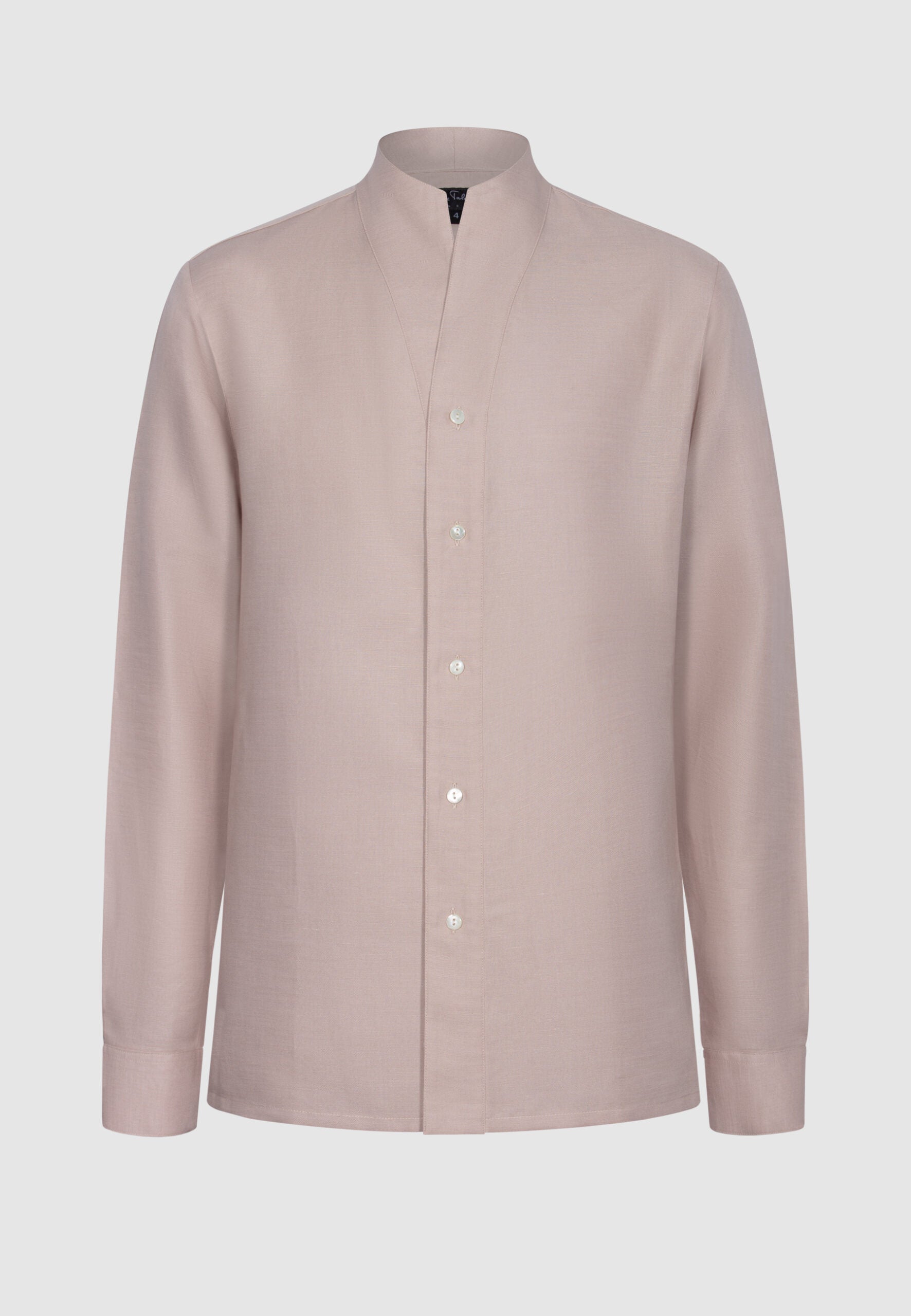 chemise homme lin rose col montant