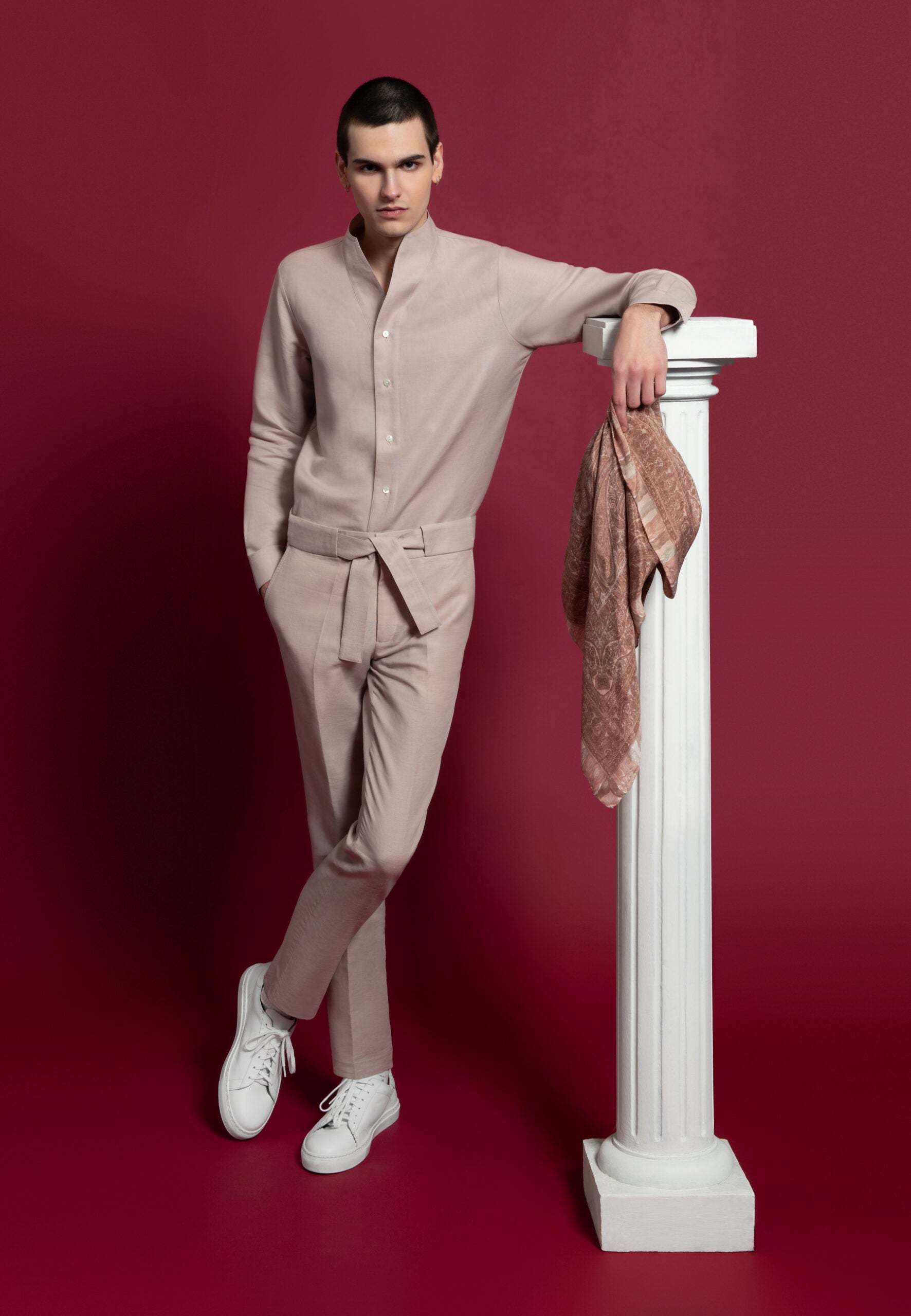 ensemble homme lin rose