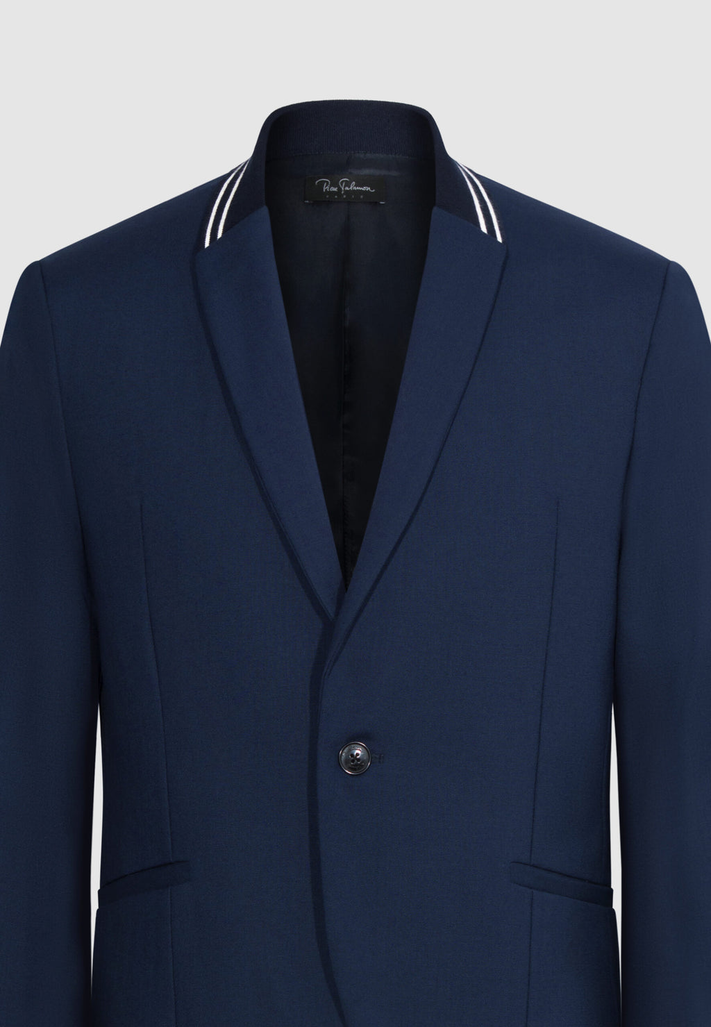veste homme laine bleu col en maille