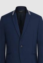 veste homme laine bleu col en maille