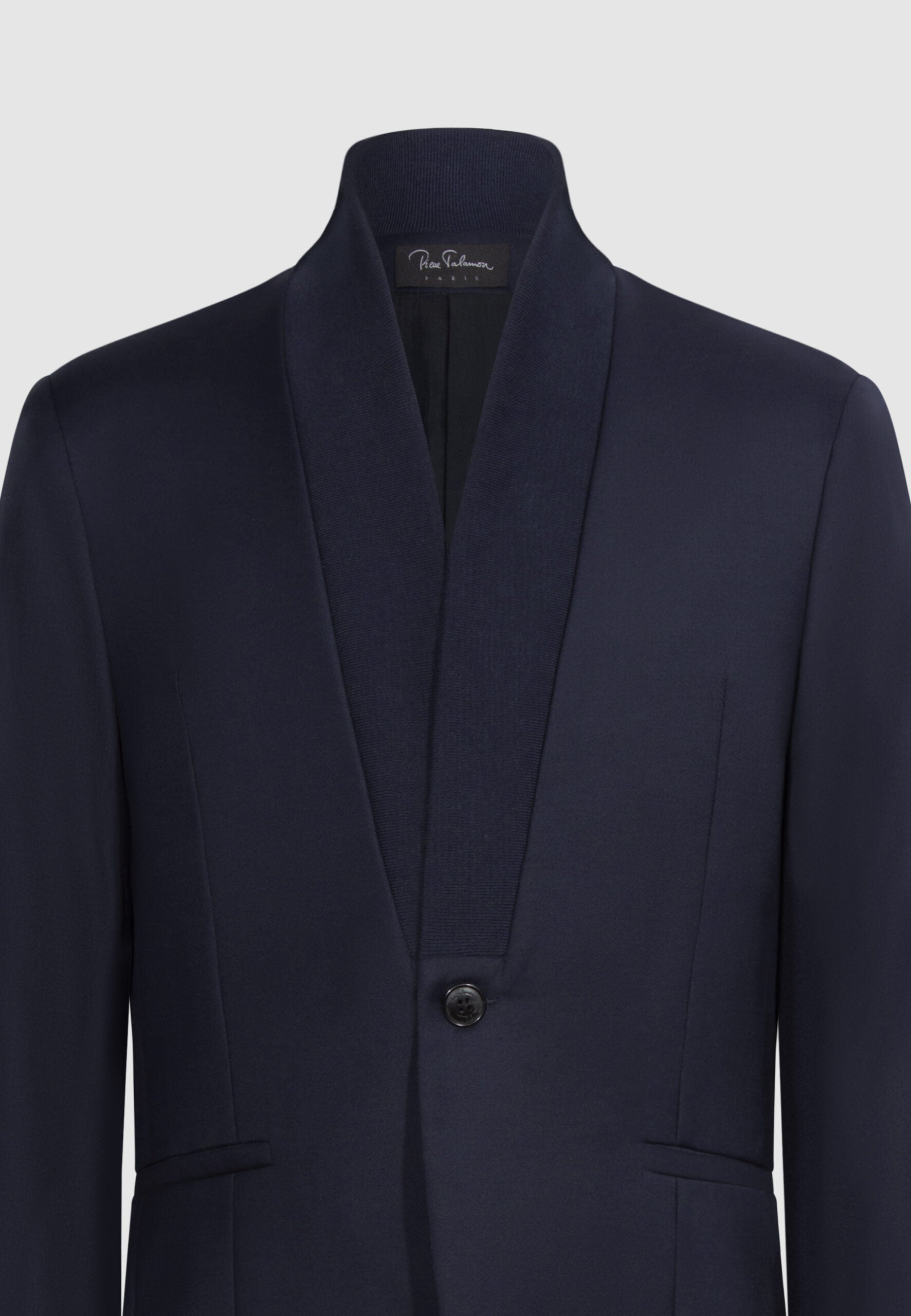 veste homme laine marine col en maille