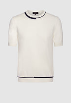 T-shirt homme jersey de coton blanc rayure col