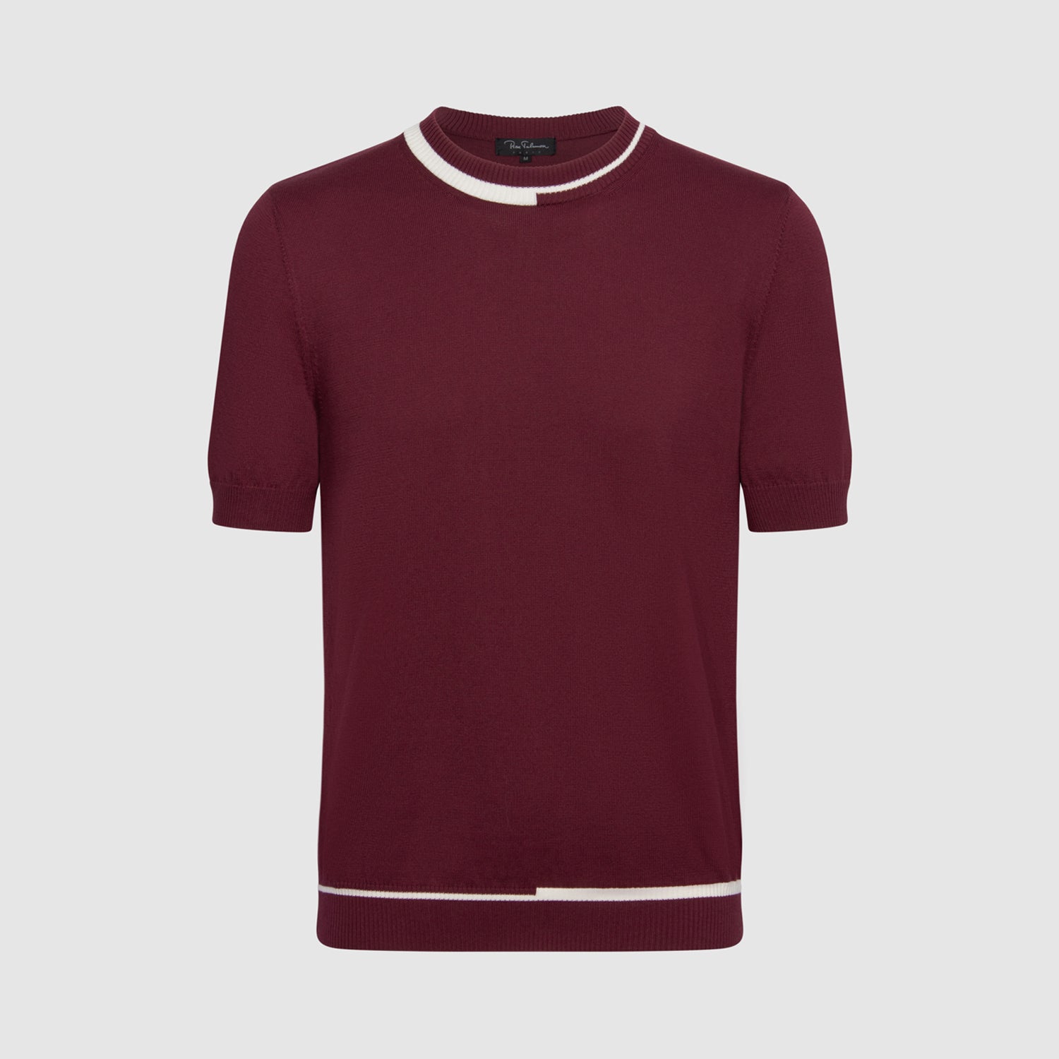 T-shirt en maille col rond bordeaux motif graphique