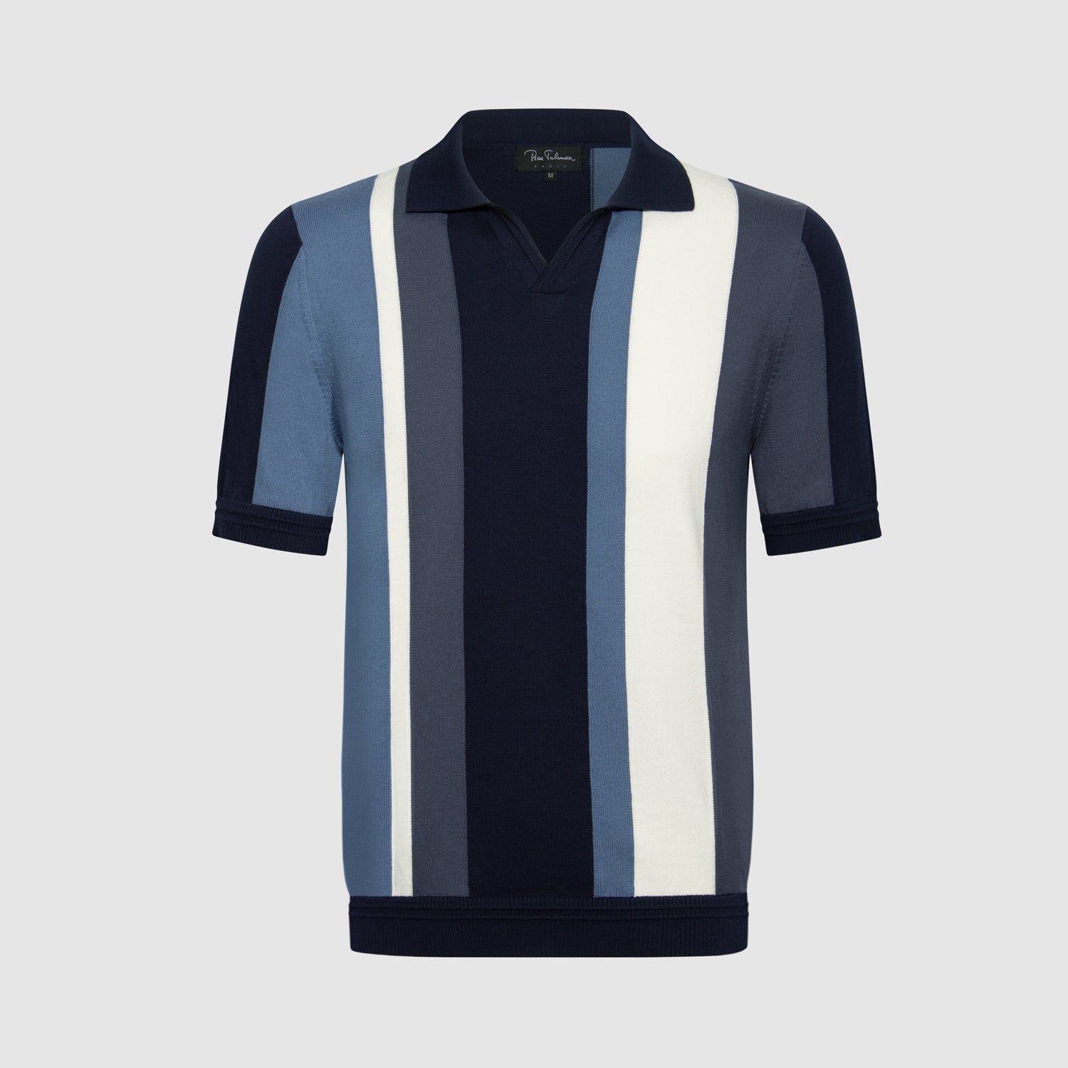 Polo homme coton rayures verticales bleu